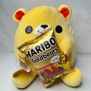 ZURU Snackles Plush Yellow Bear Holding Haribo Goldbears Candy Bag Share Size